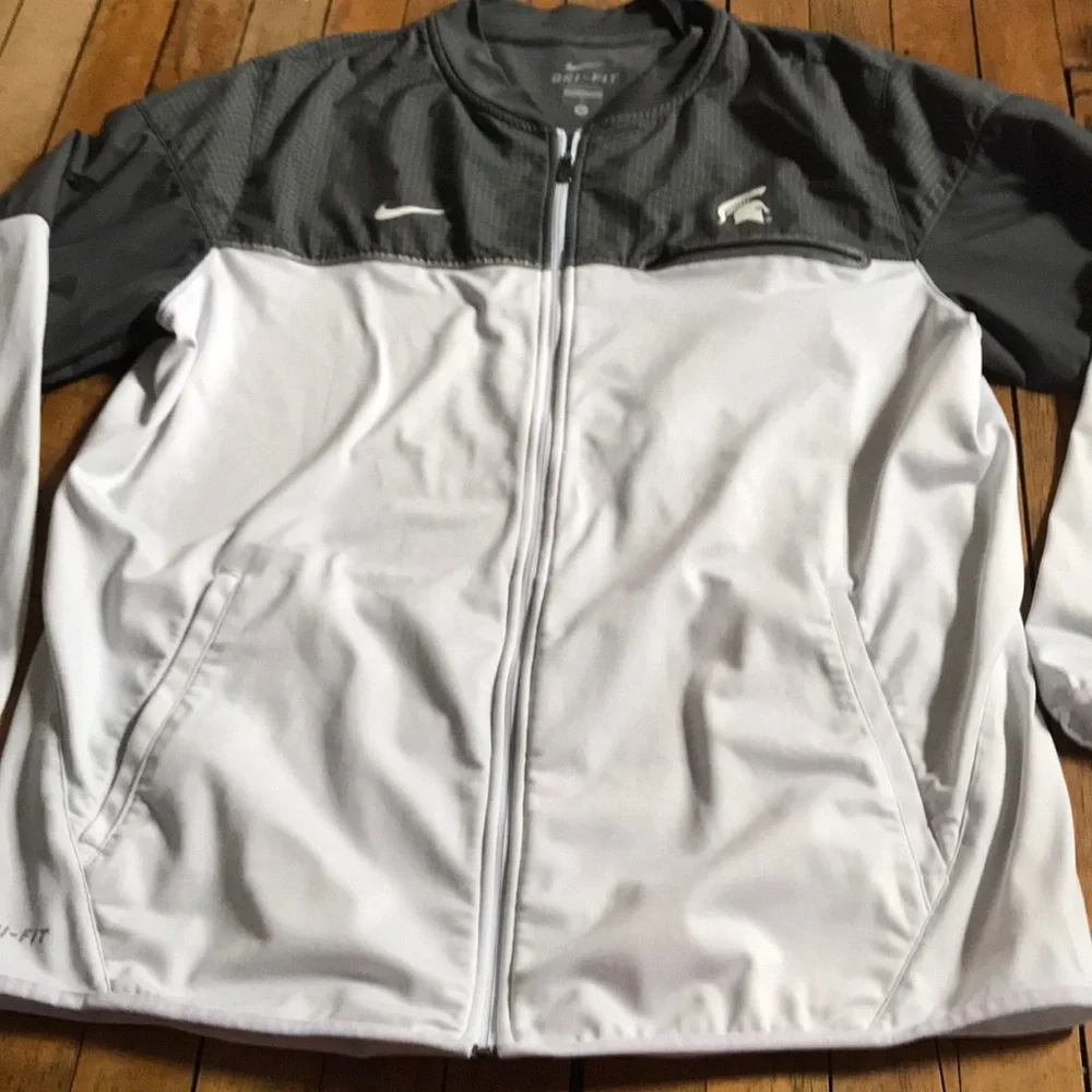 Michigan State Spartans Nike White and Black Dri-FIT‎ Lightweight Zip Jacket